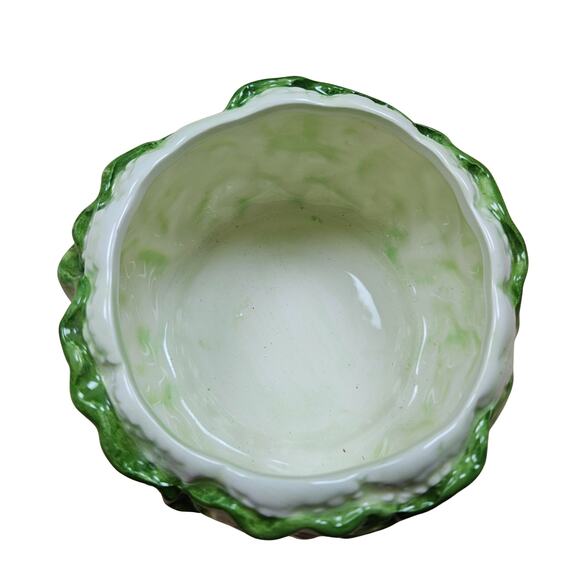 Shafford Org 1982 Green Cabbage Lettuce 4 Part Relish Plate 13" D with side dish - Picture 5 of 6